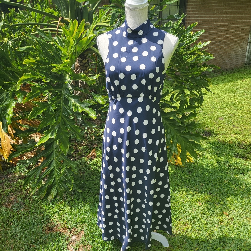 Most of All Coralie Midi Dress, Navy & White Size 2 Blow Out - Picture 4 of 10